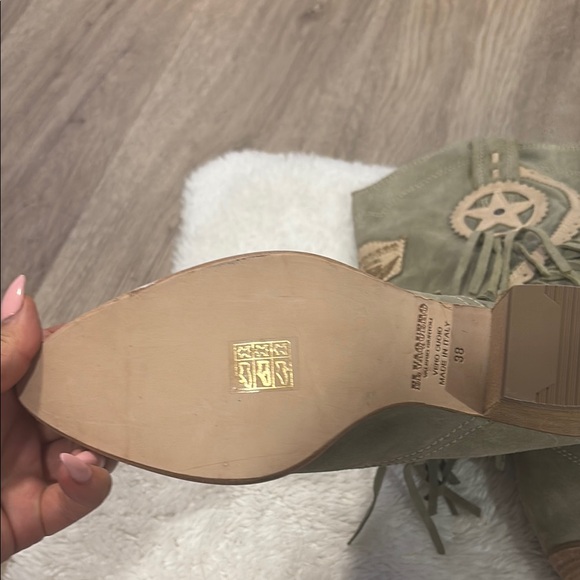 Tan Heeled Fringe Boots with Chunky Heel El Vaquero - Picture 7 of 7